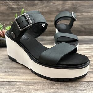 TIMBERLAND Koralyn 2 Band Wedge Black Nubuck Slingback Sandal